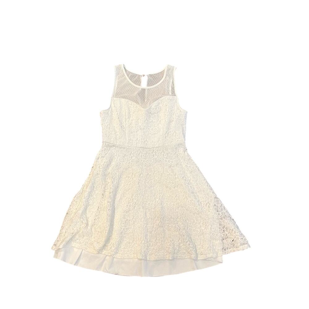 Francesca’s White Lace Midi Dress Floral Fit & Flare Cottagecore Coquette Small